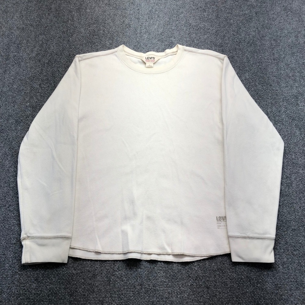 Levis Red Tab Mens Large Cream Waffle Knit Thermal Long Sleeve Workwear Shirt